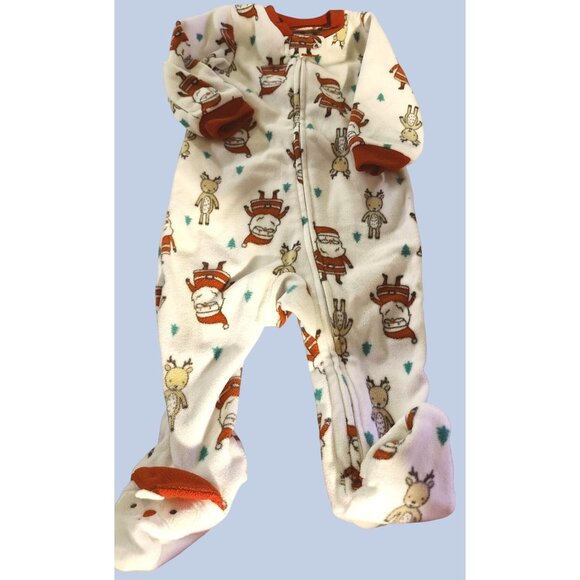 Baby Fleece Footed Pajamas 6M By Just One You Made By Carters  Reindeer & Santa - Picture 1 of 8